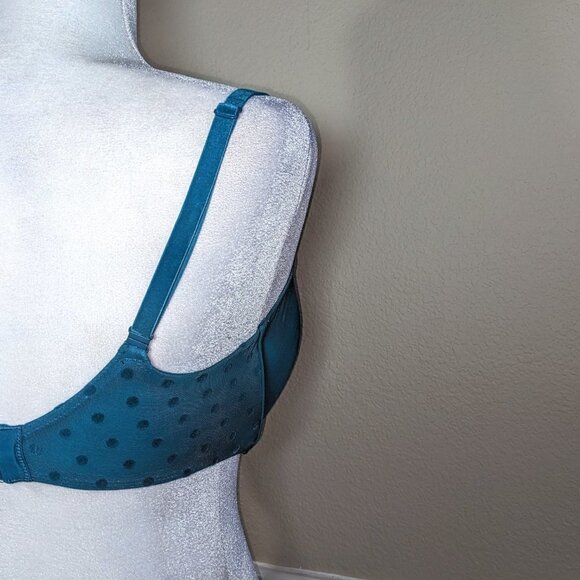 VS Uplift Semi Demi Teal Blue Polka Dot Mesh Band Bra 34DD(E) - Picture 4 of 5